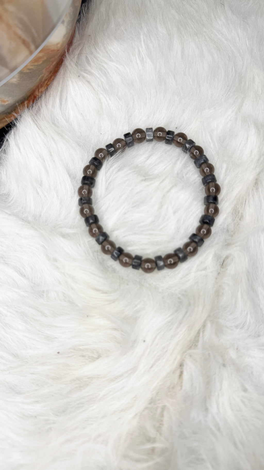 Smoky Quartz, Labradorite Heishi Beaded Bracelet – 6mm | Handmade, Stretch