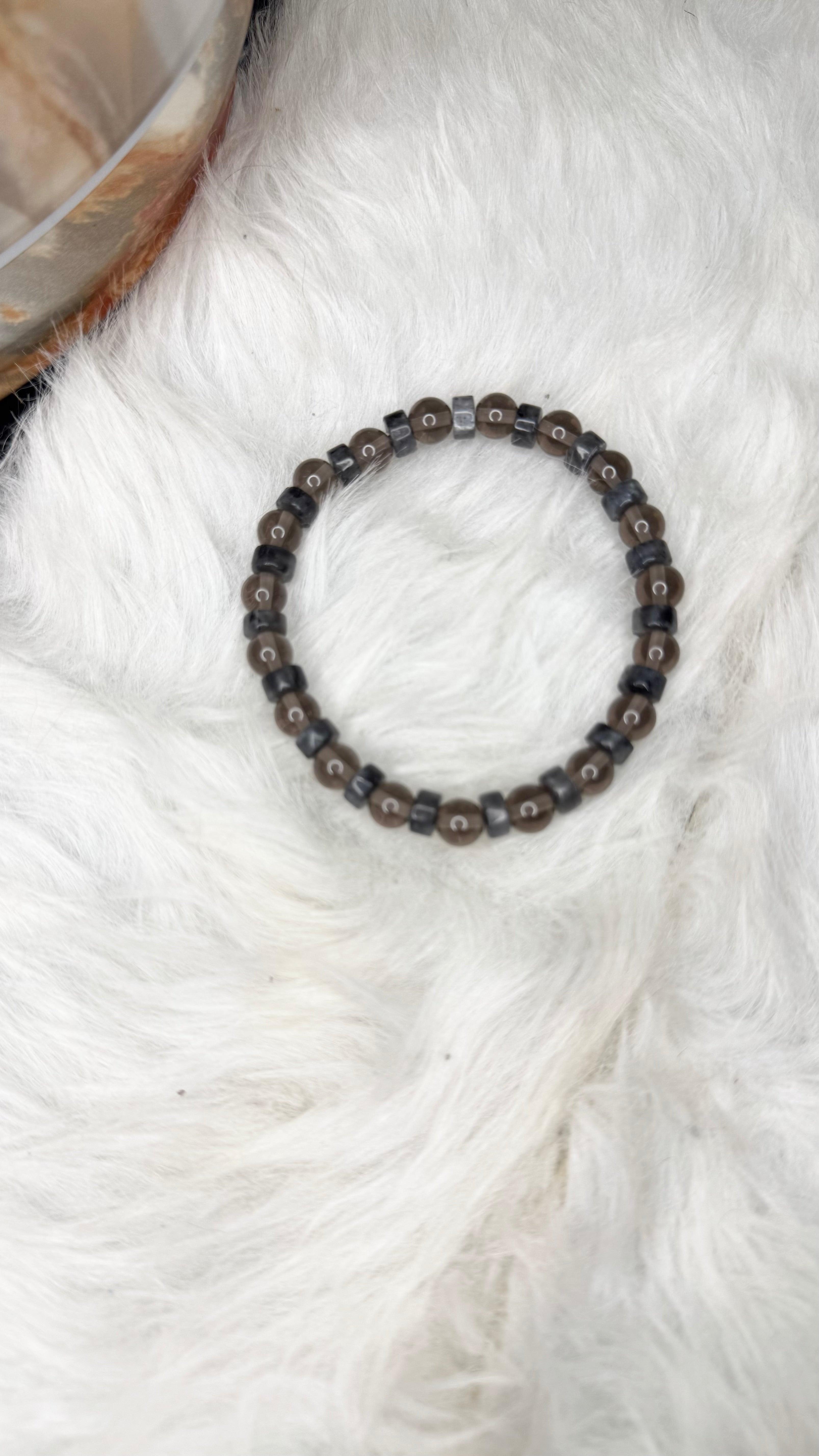 Smoky Quartz, Labradorite Heishi Beaded Bracelet – 6mm | Handmade, Stretch