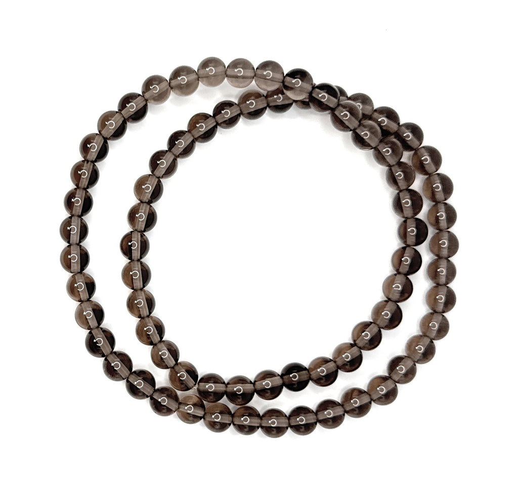 Smoky Quartz Necklace – 6mm | Handmade, Stretch