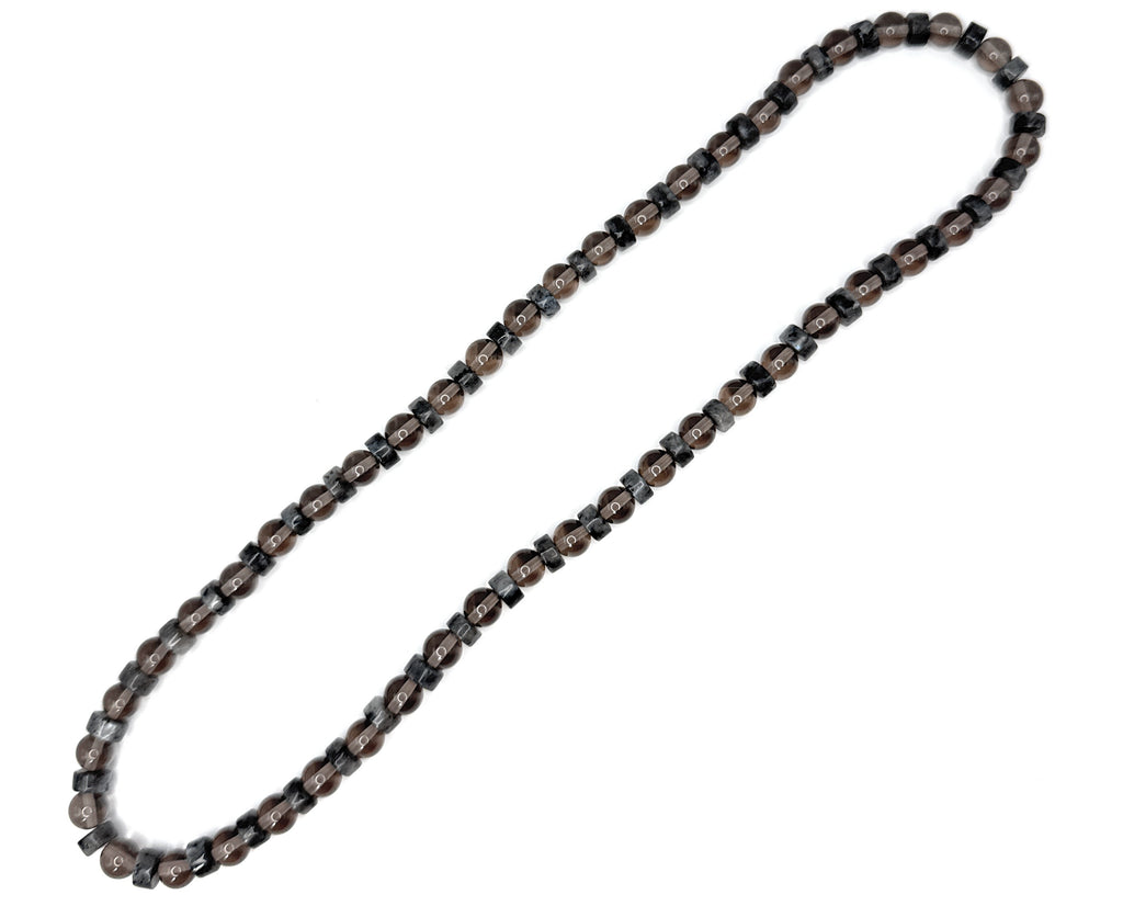 Smoky Quartz, Labradorite Heishi Beaded Necklace – 6mm | Handmade, Stretch