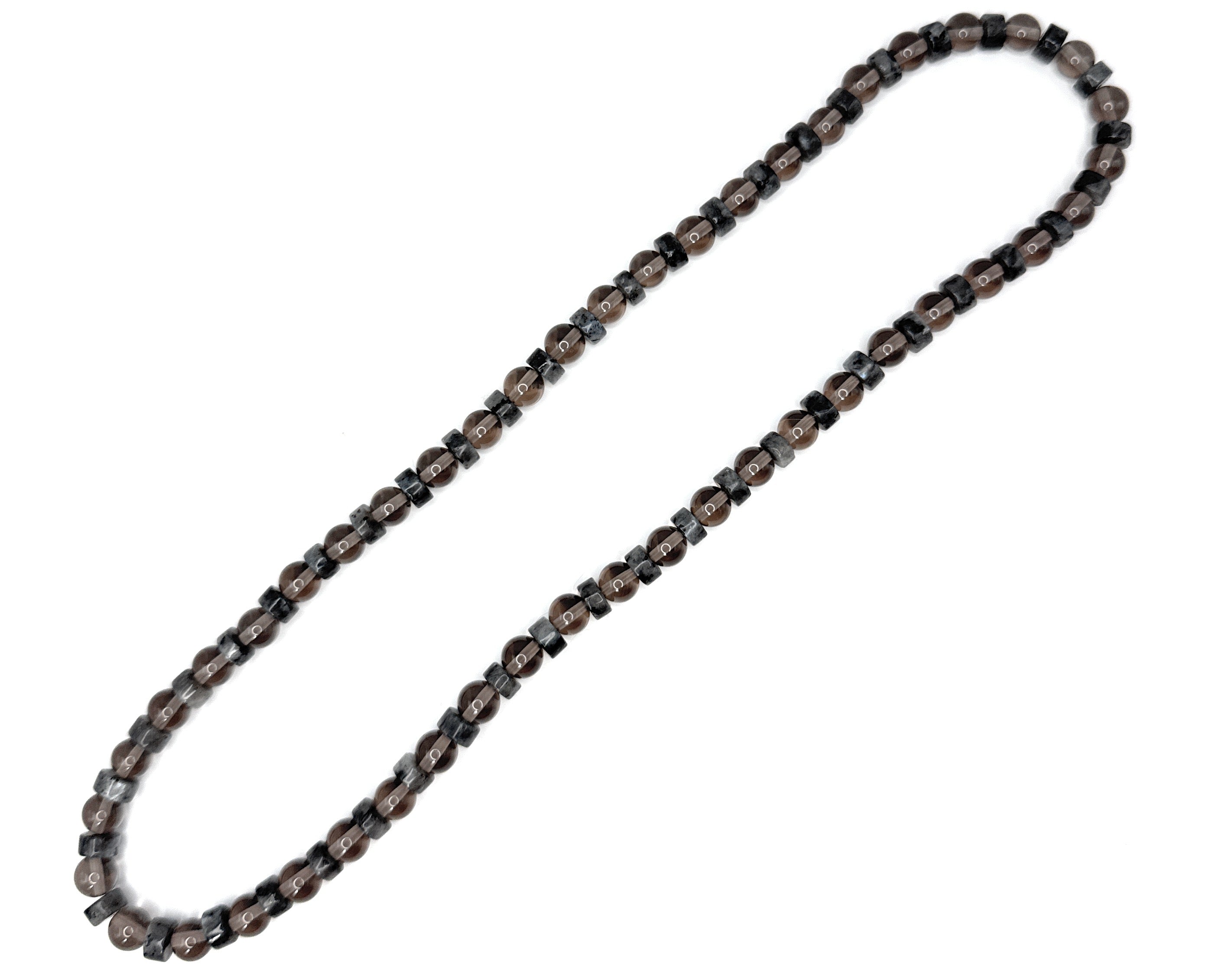 Smoky Quartz, Labradorite Heishi Beaded Necklace – 6mm | Handmade, Stretch