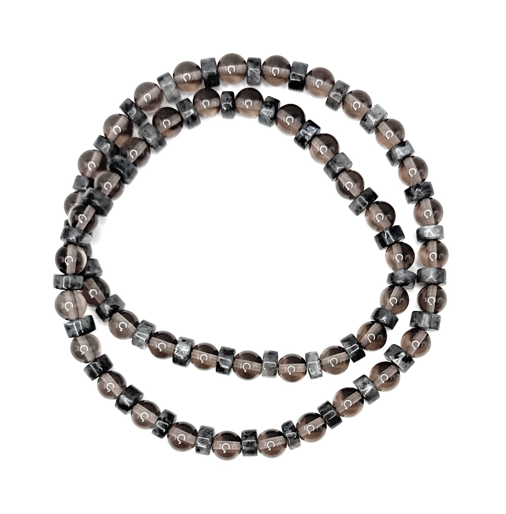 Smoky Quartz, Labradorite Heishi Beaded Necklace – 6mm | Handmade, Stretch