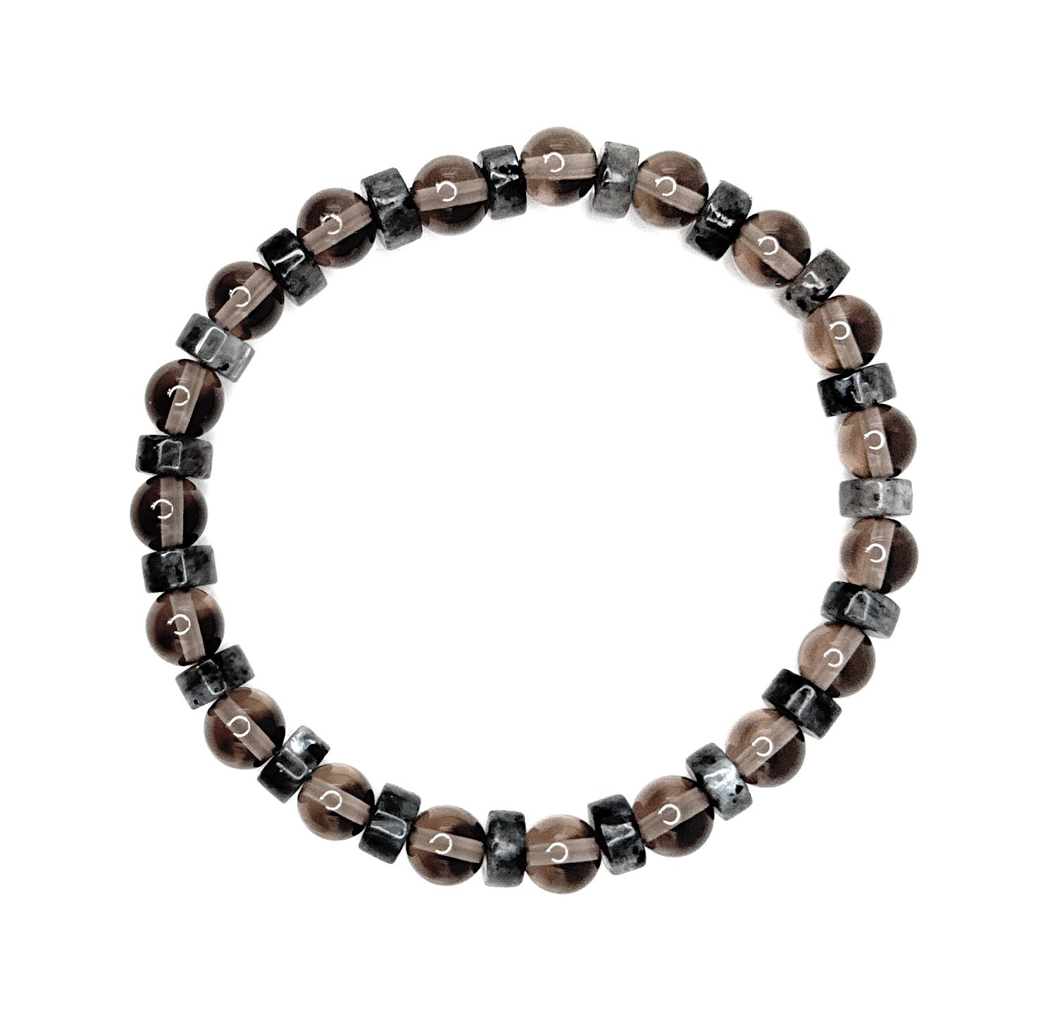 Smoky Quartz, Labradorite Heishi Beaded Bracelet – 6mm | Handmade, Stretch