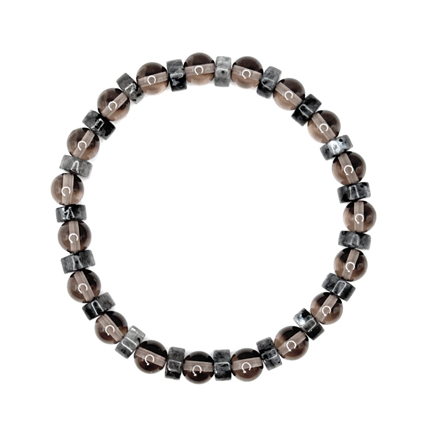 Smoky Quartz, Labradorite Heishi Beaded Bracelet – 6mm | Handmade, Stretch