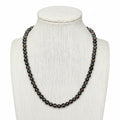 Beaded stretch necklace with dark smoky quartz and hematite round beads