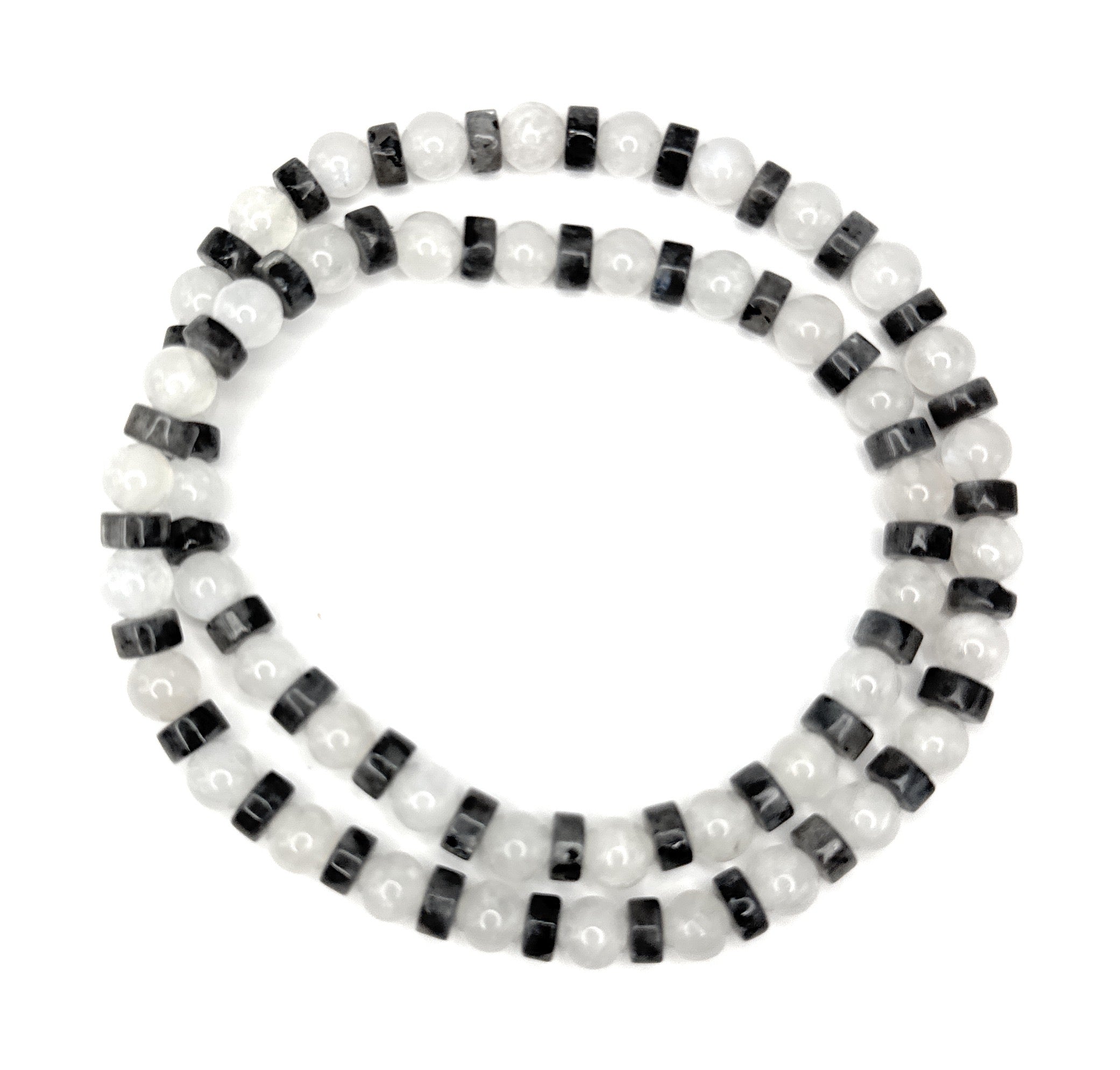 Rainbow Moonstone, Heishi Labradorite Beaded Necklace - 6mm | Handmade, Stretch