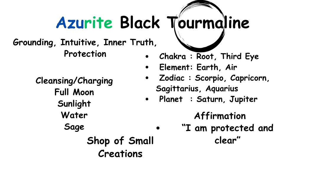 Azurite, Black Tourmaline Beaded Stretch Necklace – 6mm | Made to Order