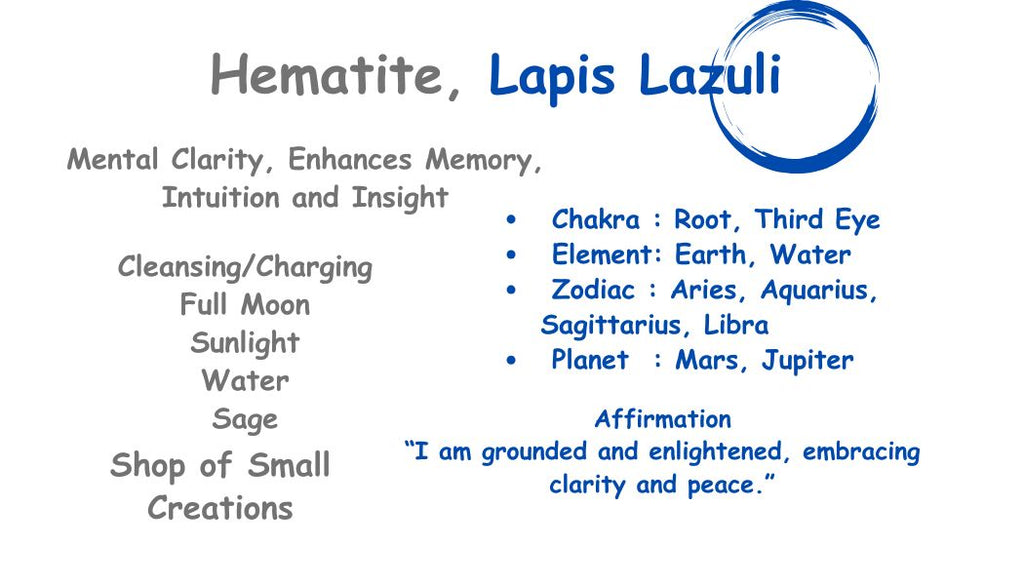 Hematite, Lapis Lazuli Beaded Stretch Necklace- 6mm, 5mm | Made to Order, No Clasp