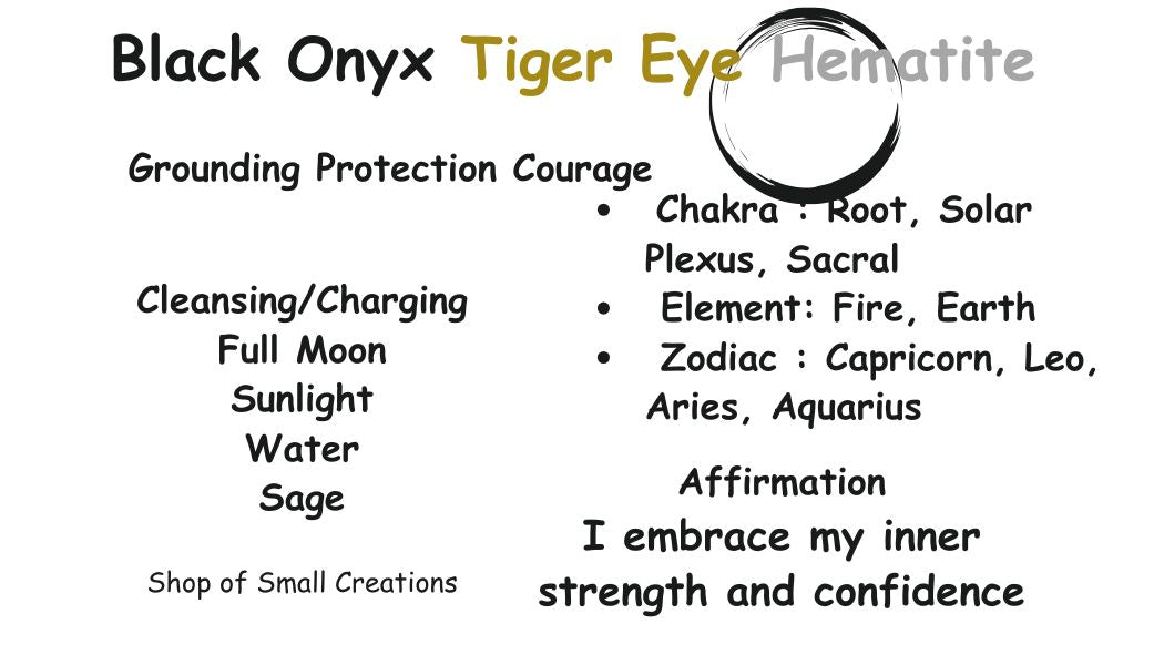 Black Onyx, Hematite, Tiger Eye Beaded Stretch Necklace – 6mm | Made to Order