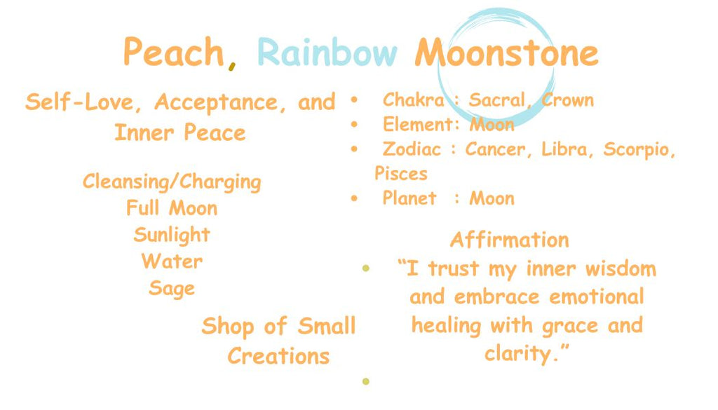 Peach, Rainbow Moonstone Beaded Necklace - 6mm | Handmade, Stretch