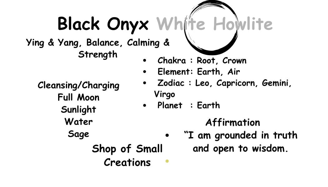 Matte Black Onyx, Matte White Howlite Beaded Stretch Necklace– 6mm | Made to Order