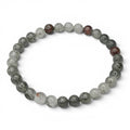 Beaded stretch bracelet with gray, brown, and white round stones