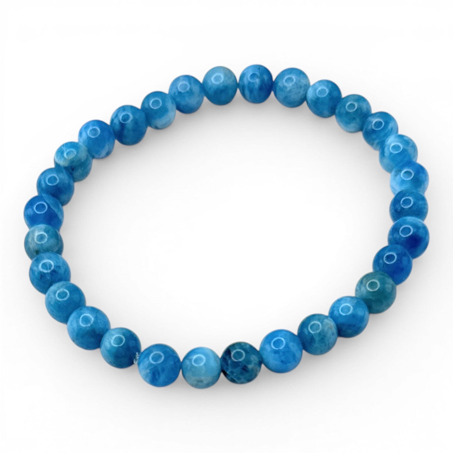 Blue Apatite Beaded Stretch Bracelet 6mm | Motivation Clarity Focus, Healing Crystal Jewelry, Gift for Her